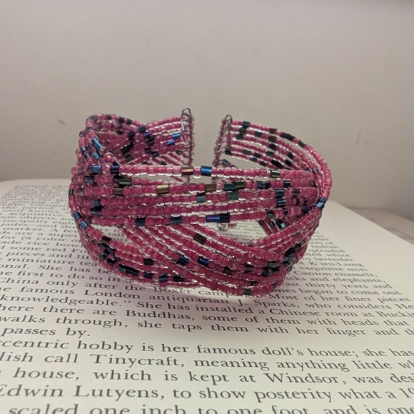 Pink and Blue Multi-Strand Beaded Bracelet - Picture 8 of 11